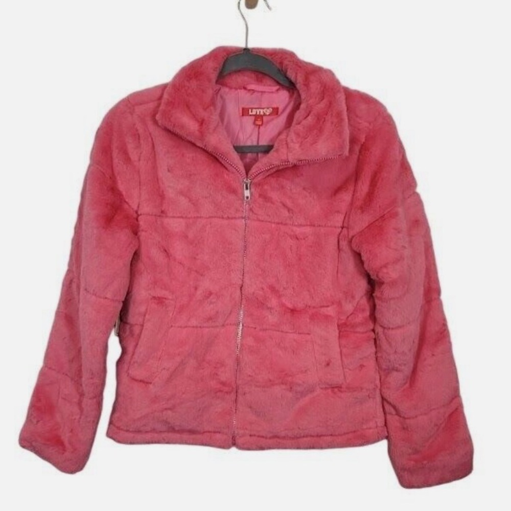 - Love 83 Pink Faux Fur Zip Up Jacket